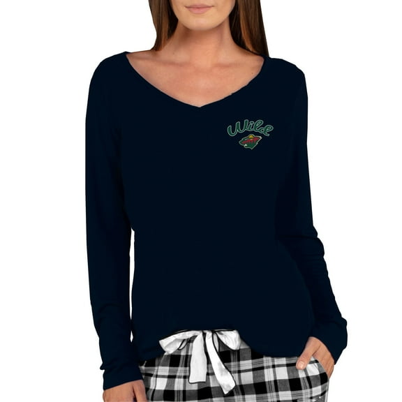 Women's Concepts Sport Black Minnesota Wild Marathon Knit Long Sleeve V-Neck Top