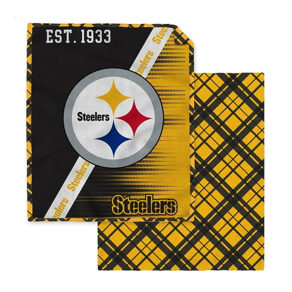 Pegasus Pittsburgh Steelers 60" x 80" Digital Dash Two-Sided Checkered Ultra Cozy Sherpa Blanket