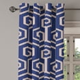 thumbnail image 3 of Ambesonne Ethnic Grommet Curtain, Folk Art Ikat Pattern Zigzag, 50"x108", Navy Blue and Eggshell, 3 of 5