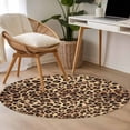 thumbnail image 4 of 4ft Round Rug, Leopard Printed Non-Skid Rubber Backing Large Area Rugs - Living Room Bedroom Home Office, Modern Animals Textured Brown Indoor Floor Mat Carpets Washable Rug, 4 of 9
