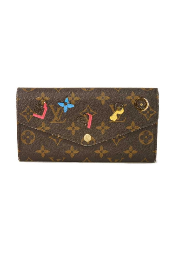 Pre-Owned Louis Vuitton LOUIS VUITTON Long Wallet Portefeuille Sarah LV Logo Flower Padlock Key...