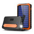 thumbnail image 4 of Solar Charger Power Bank, Hand Crank Flashlight Portable Phone Charger with 1 Type C & 2 USB Ports Built-in LED Flashlight, Waterproof Solar Panel Charger(green), 4 of 8