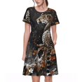 thumbnail image 1 of Balery Leopard On Tree Branch Vestidos sueltos de manga corta para mujer, vestidos de verano 2025, vestidos casuales de corte A con vuelo., 1 of 6