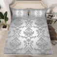 thumbnail image 2 of Manfei Vintage Damask Floral Twin Sheet Sets,Boho Flower Twin Fitted Sheet,Gray Victorian Flat Sheet,Breathable Bedroom Decorative,3 Pieces, 2 of 7