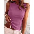 thumbnail image 5 of Women's Solid Ribbed Crew Neck Slimming Sleeveless Crop Tank Top Basic Daily Layering Vest Rose Red XXL, 5 of 10
