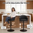 thumbnail image 5 of FIRAVOE Bar Stools with Back Set of 2 (19.7" Large Base) Swivel Counter Height Bar Stools (3.1" Thick Upholstered Seat) Adjustable Faux Leather Barstools Bar Chairs for Kitchen Island, Black, 5 of 10