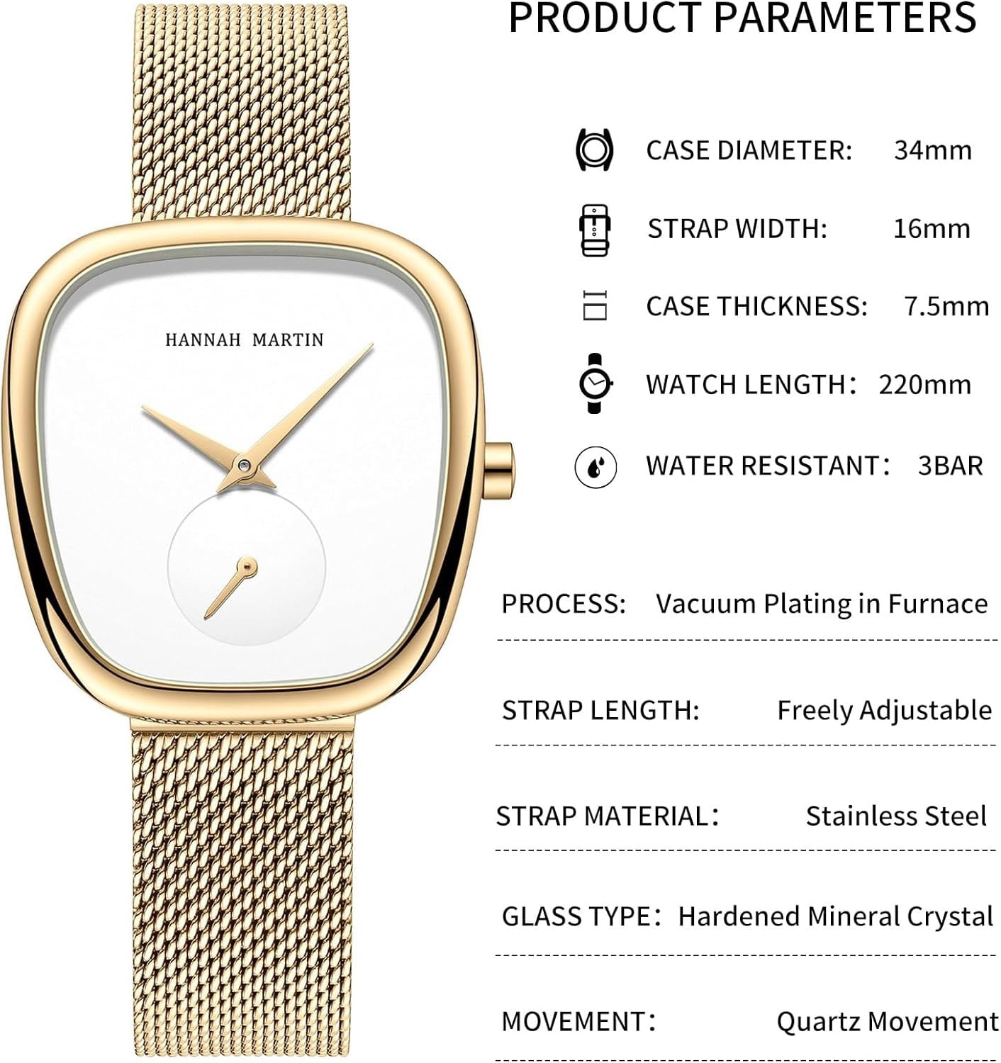 Watches for Women Waterproof Ladies Analog Quartz Wrist Watches Stainless Steel Band Fashion Dainty Female Watch