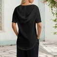 thumbnail image 5 of Scyoekwg Women's V Neck Hoodies Short Sleeve Drawstring Pullover Tops with Pocket Summer Casual Loose Blouses (Black,XL), 5 of 6