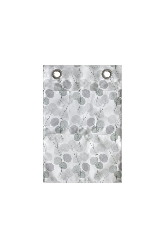 Leaf Hanging Pocket Organizer, Simplistic Retro Look Calm Tones Autumnal Leaves, Printed Polyester Storage Bag with Pockets, 14" x 20", Grey White