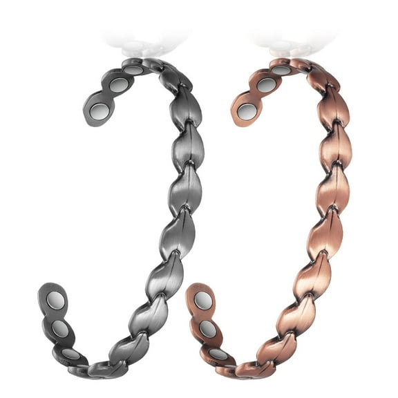 Wollet Magnetic Heart Copper Cuff Bracelet for Men Women, Gift Set for Couples