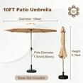 thumbnail image 2 of Domi 10FT Patio Umbrella, Outdoor Table Umbrella with Push Button Tilt and Crank, UV Protection Waterproof Market Sun Umbrella with 8 Sturdy Ribs for Garden, Deck, Backyard, Pool，（Beige）, 2 of 8