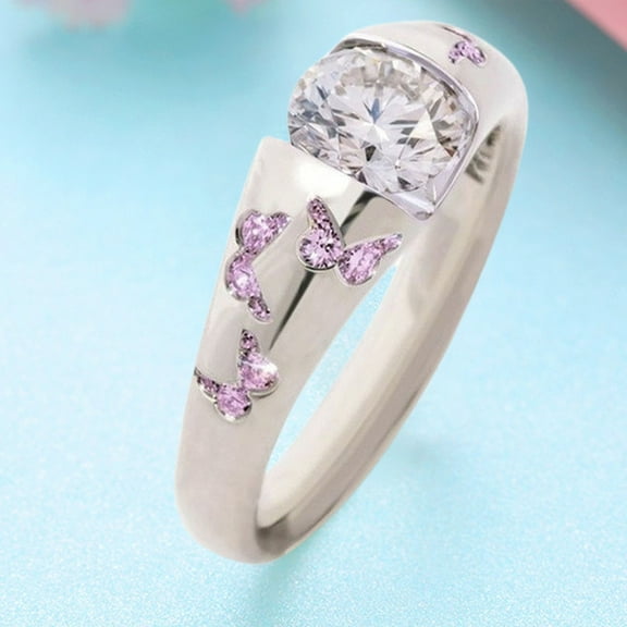Xinyolin Ring Butterfly Pattern Jewelry Accessories Alloy Cubic Zirconia - Finger Band for Women