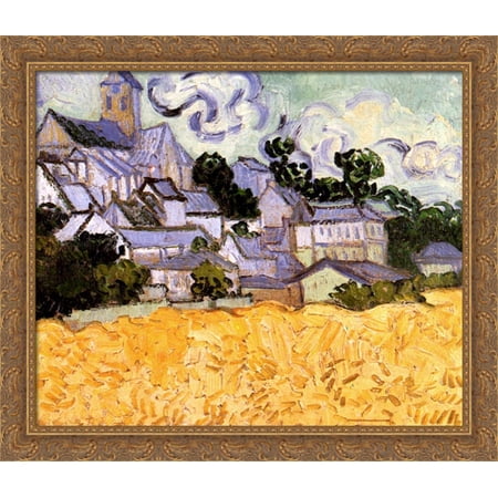 View of Auvers with Church 34x28 Large Gold Ornate Wood Framed Canvas Art by Vincent van Gogh