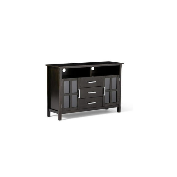 Wide TV Media Stand 56 Inch Solid Wood Entertainment Center with Glass Doors