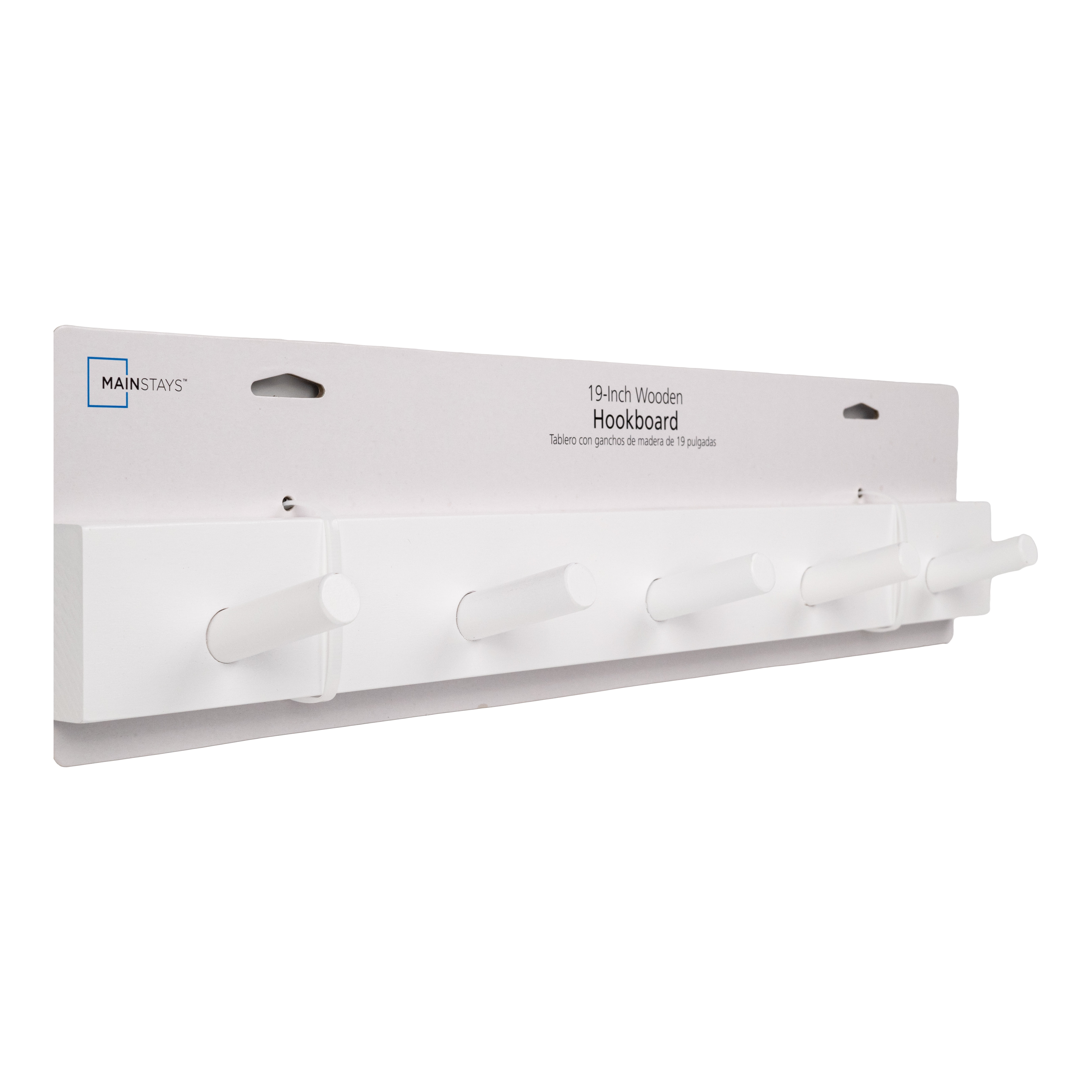 Mainstays 19" 5 Hook Wooden Hookboard White