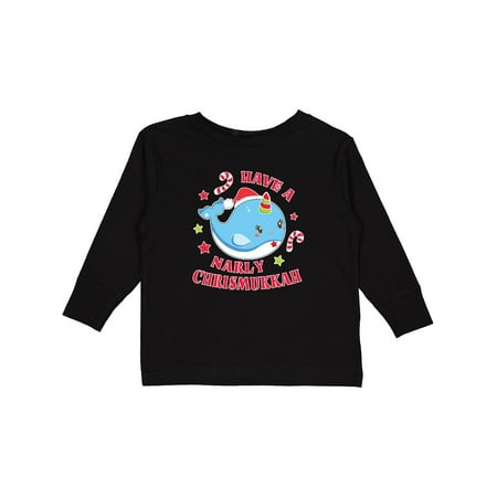 

Inktastic Have a Narly Chrismukkah with Cute Narwhal and Candy Canes Boys or Girls Long Sleeve Toddler T-Shirt