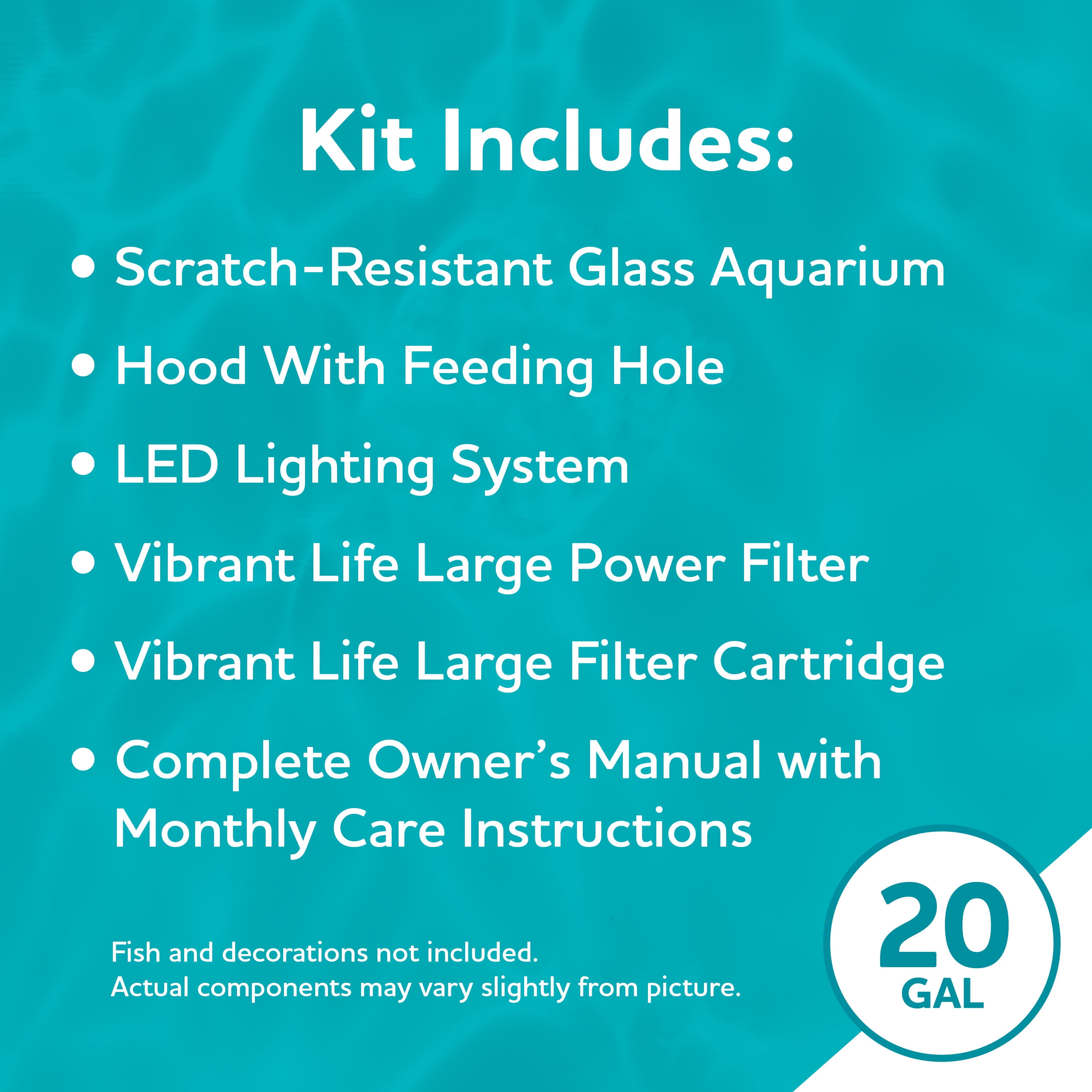 Vibrant Life 20 Gallon Aquarium Starter Kit with Blue & White LED Lights