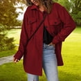 thumbnail image 3 of Abrigo Color Sólido Solapa De Un Solo Pecho Mangas Largas Casual Suelta Camisa Cómoda Chaqueta Vino Rojo M, 3 of 6
