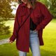 thumbnail image 3 of Abrigo Color Sólido Solapa De Un Solo Pecho Manga Larga Casual Suelta Cómoda Camisa Chaqueta Vino Rojo XXL, 3 of 6
