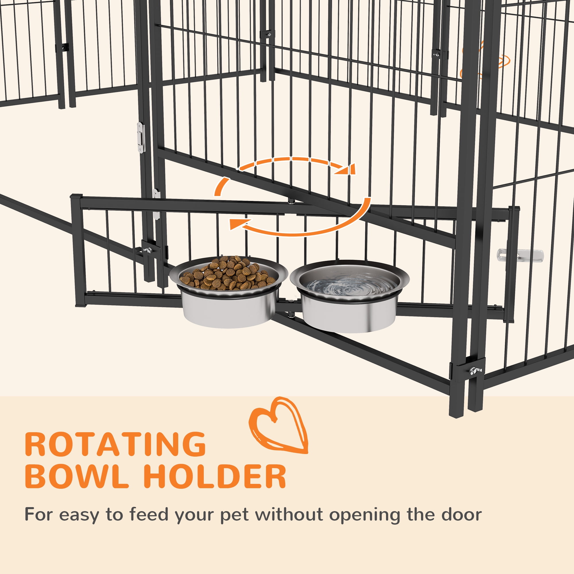 PawHut Outdoor Dog Kennel, 6.9' x 4.6' x 5' Puppy Play Pen with Canopy Garden Playpen Fence Crate Enclosure Cage Rotating Bowl, Black