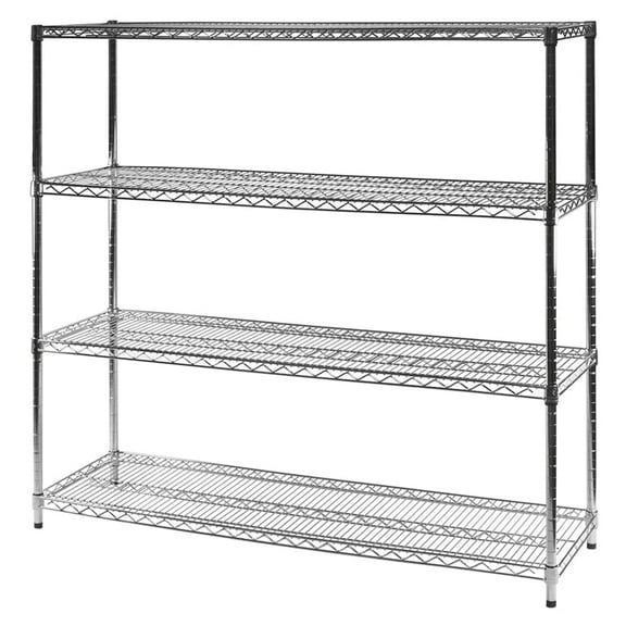 Shelving Inc. 21"d x 60"w x 84"h Chrome Wire Shelving with 4 Tier Shelves, Weight Capacity 500lbs Per Shelf