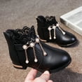 thumbnail image 2 of KaLI_store Girl's Booties Girls Ankle Boots Fall Boots Elastic Low Heel Girls Booties Black,1, 2 of 4