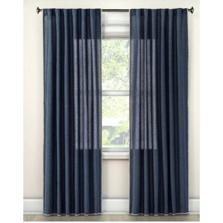 UPC 646998658603 product image for Threshold Stitched Edge Metallic Blue Curtain Panel 108 in L | upcitemdb.com