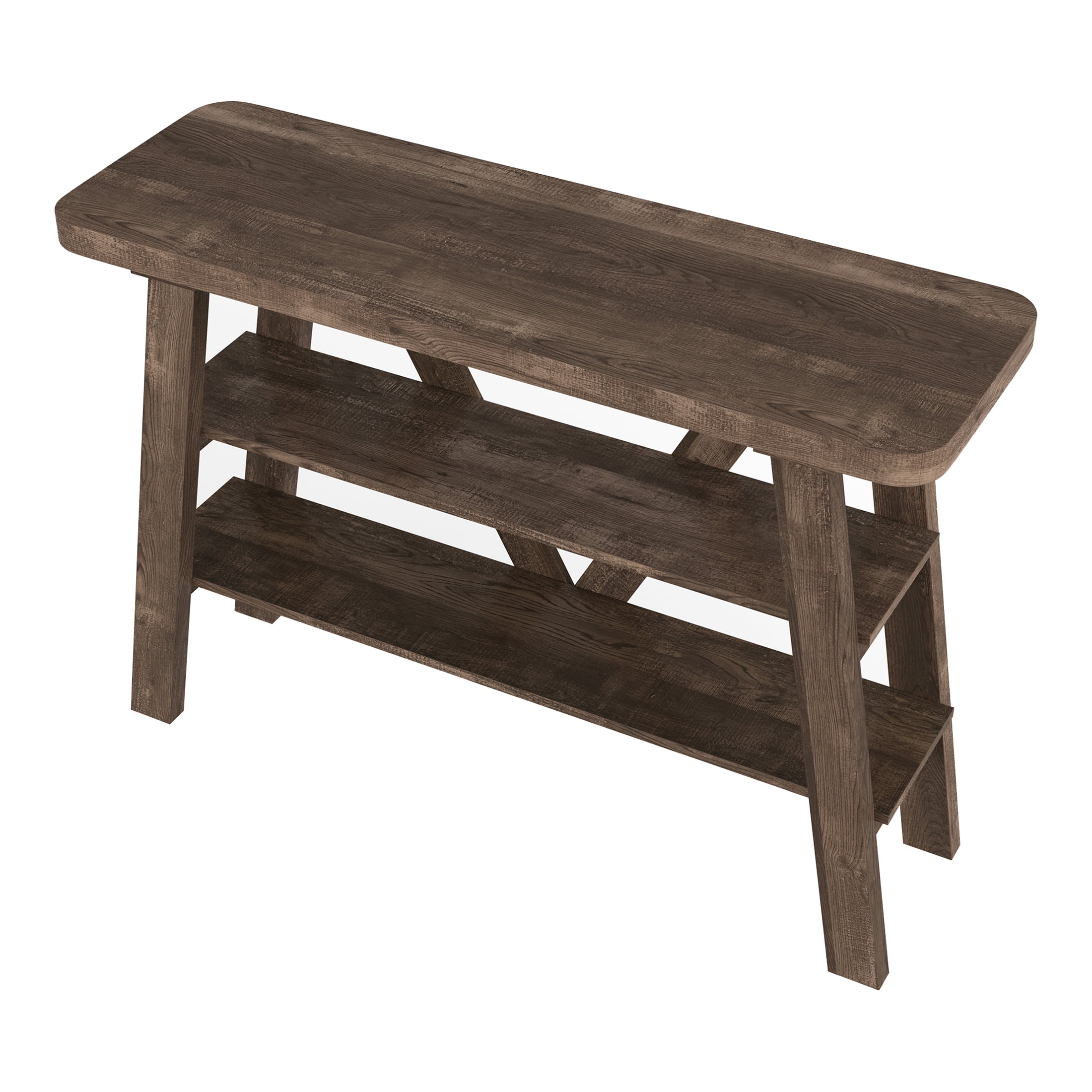 Furniture of America Birch 2-Shelf Console Table, Reclaimed Oak