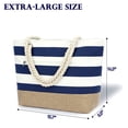 thumbnail image 3 of Oversized Canvas Beach Tote Bag for Women and Girls, Waterproof Sandproof Travel Tote Bag with Wet Pocket, Striped Swim Pool bag Zipper Closure,Dark Blue, 3 of 7