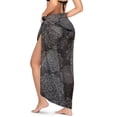 thumbnail image 2 of FKELYI Bohemian Flower Black Print Women's Sarong Beach Cover Up for Summer Swimwear Pareo Breathable Soft Swimsuit Bikini Cover-Up Sheer Fabric Long Beach Wrap for Bathing Suit, 2 of 6