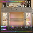 thumbnail image 2 of Makeup Vanity Desk with Mirror and Lights, Grey Vanity with Glass Top, LED Lights & Power Outlet, 3 Drawers & 2 RGB Glass Cabinets, Adjustable Lighted Dressing Table for Women & Girls Bedroom, 2 of 9