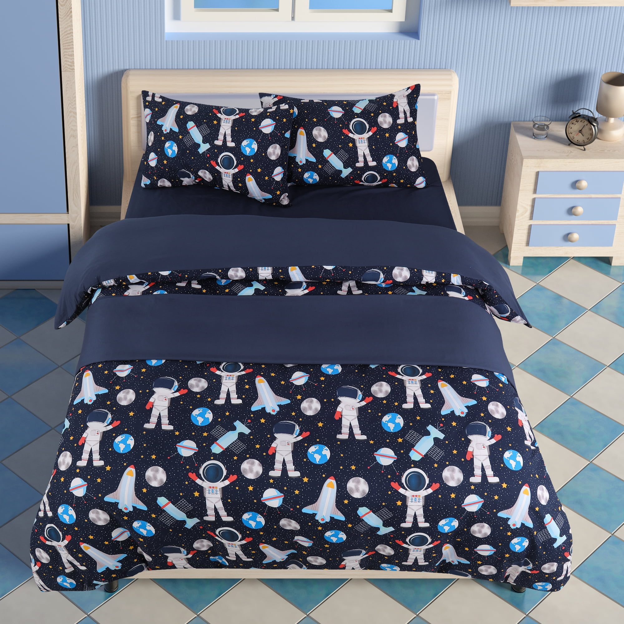 Unique Bargains 3 Piece Brushed Polyester Kid Duvet Cover Bedding Set Twin