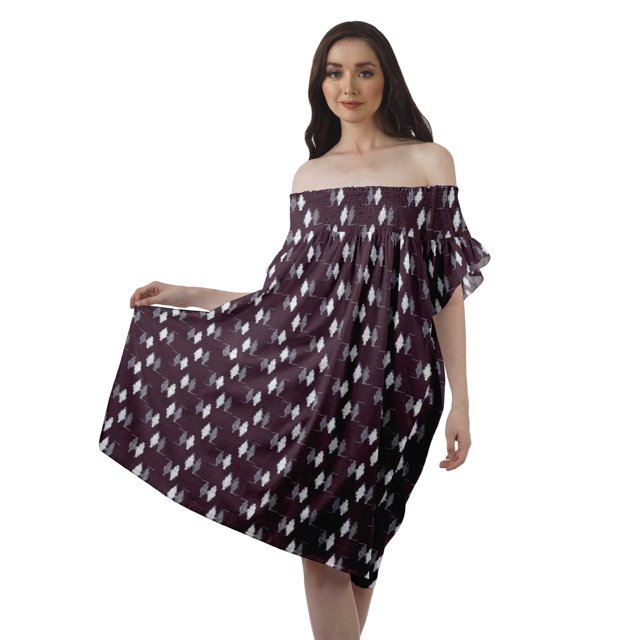 Moomaya Tenue d'Été en Poly-Crêpe Imprimée Robe à Manches Volantées pour Femmes Tenue Décontractée