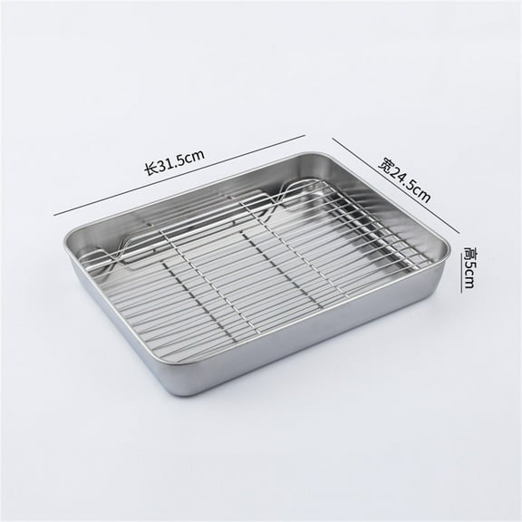 Practical Stainless Steel Baking Tray And Cooling Rack Set For Kitchen Needs