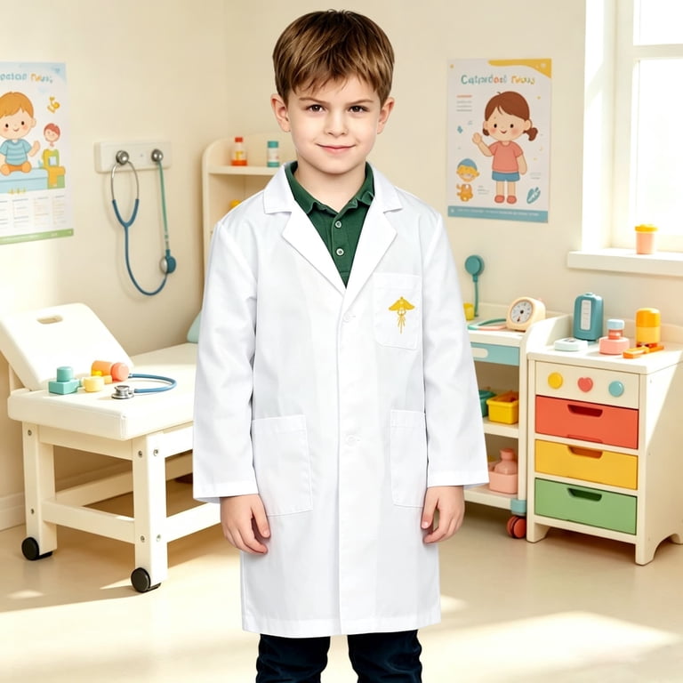 XIMIN Kids Doctor Lab Coat, Breathable Woven Fabric, Kids Themed Dress ...