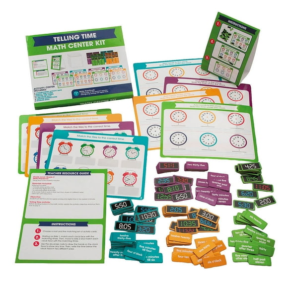 2nd Grade Telling Time Educational Activity Classroom Center Kit - 31 Pc.