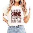 thumbnail image 2 of Game Day Striped Shirt for Women & Teen Girls Retro Football Season Comfort Colors Graphic Tee - Maroon on Ivory Shirt, Adult Medium, 2 of 5