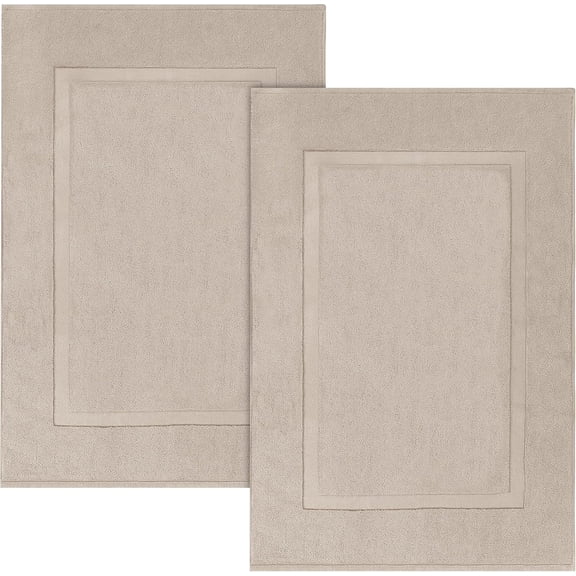 Linteum Textile (2-Pack, 21x30 in., Beige) 100% Cotton Bath Mats [Not a Bathroom Rug]