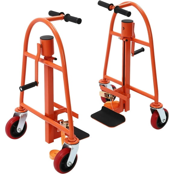 Manual Furniture Move Tool, 1300 lbs Capacity Heavy Duty Moving Tool Set, Crate Mover with 6 Inch PU Swivel Casters, 12-inch Lift Height Machinery Mover Pake Moving Dolly for Sofas Wardrobes (Orange)