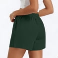 thumbnail image 4 of iHPH7 Women's Stretch Waist Shorts Summer Casual Lightweight Solid Color Shorts Elastic Waist Comfy Relaxed Fit Lounge Shorts with Pockets for Vacation Travel Everyday Wear Dark Green L, 4 of 6