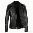 thumbnail image 3 of Men's Faux Leather Jacket Zip-UP Pockets Adjustable Waist Belt Motorcycle Bomber Jackets(S-5XL), 3 of 7