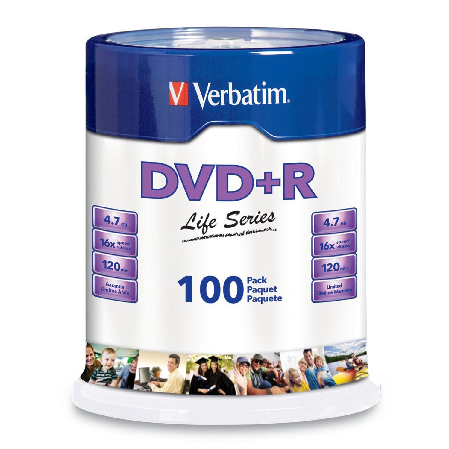 Verbatim Life Series 100 x DVD+R 4.7 GB ( 120min ) 16x spindle