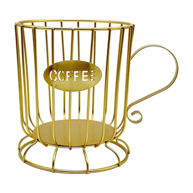 Elodie Support de Capsules de Café Compact Panier pour Comptoir Cuisine Cafés Or Grand