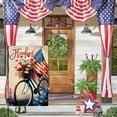 thumbnail image 2 of Rdsfhsp 4th of July Garden Flag 12x18 Vertical Double Sided Patriotic USA Flag Bicycle Floral Red Blue Memorial Day Independence Day Outside Decorations Burlap Yard Flag, 2 of 5