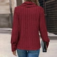 thumbnail image 3 of Womens Cowl Neck Sweater Knit Crochet Long Sleeve Shirts Fall Winter Thermal Warm Pullover Lightweight Tops Fashion, 3 of 5
