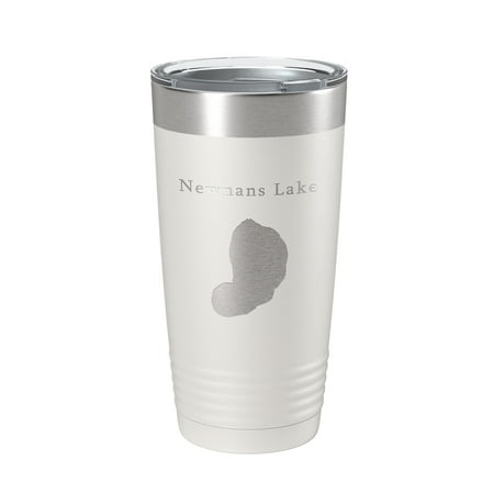 

Newnans Lake Map Tumbler Travel Mug Insulated Laser Engraved Coffee Cup Florida 20 oz White
