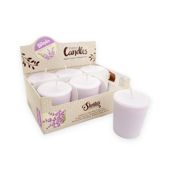 Pure English Lavender Soy Votive Candles - Scented with Essential & Natural Oils - 6 Purple Natural Votive Candle Refills - Flower & Floral Collection