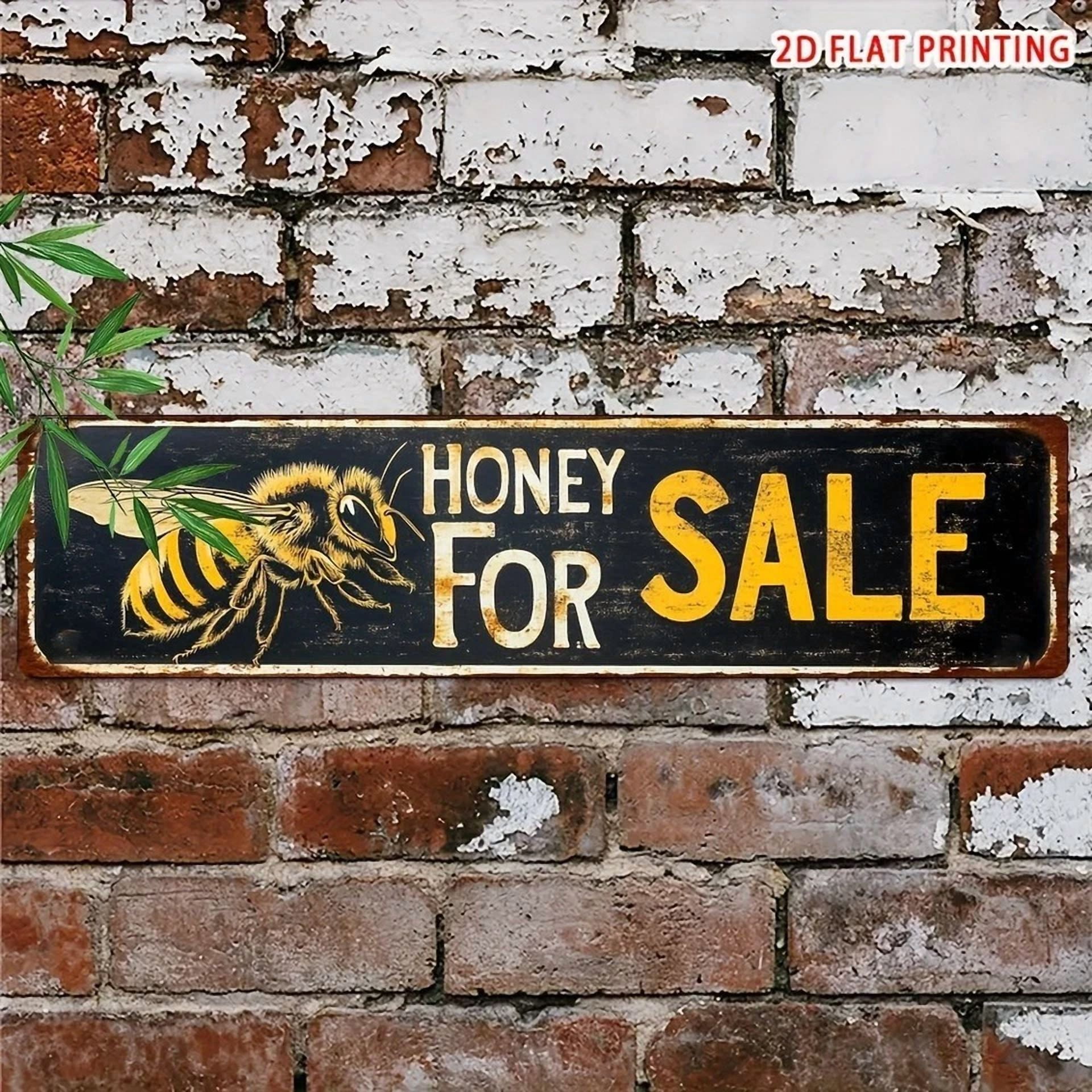 PURELY- Honey For Sale Yard Sign 16X4In Metal Tin Sold Sign For Farm Garden Lawn Outdoor
