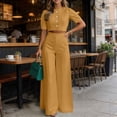 thumbnail image 5 of Two Piece Sets for Women Going out Summer Solid Color Fashionable Casual Temperament Elegant Short Top Long Pants Set Two-piece Set, 5 of 8