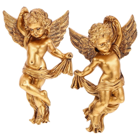 HONMEET Set of 2 Golden Resin Wall Hanging Sculptures, Style Decorative Statues for Home and Office Decor